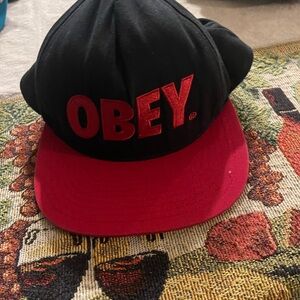 Obey Red And Black SnapBack Hat